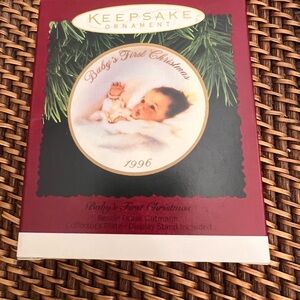 Hallmark Keepsake Ornament - Baby's First Christmas 1996 - Red and Green
